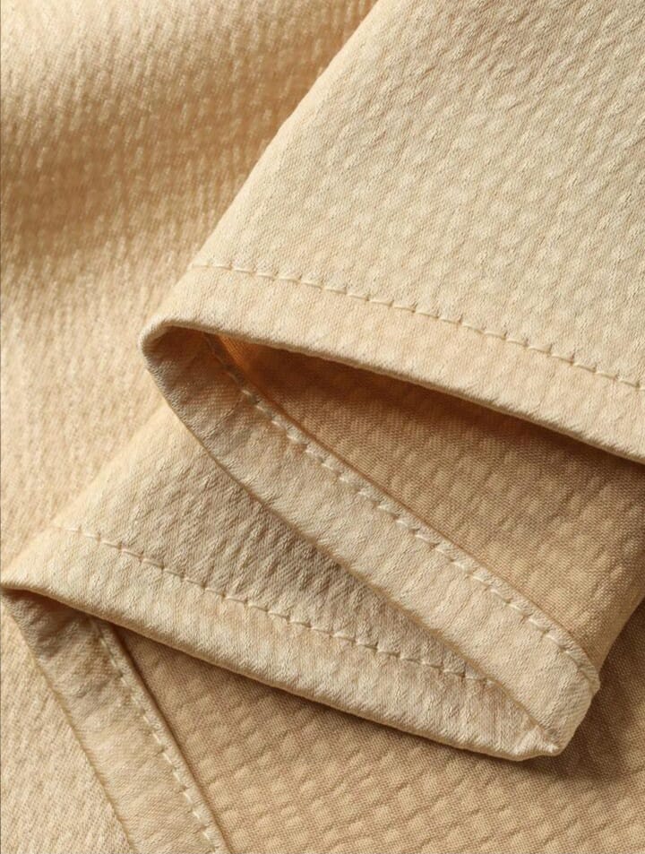 Apricot Glossy Casual Long Sleeve Shirt For Men